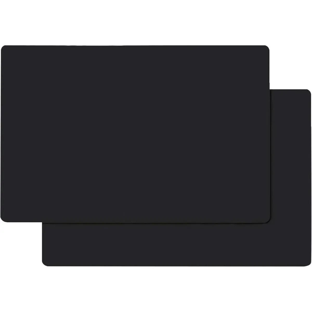 2PCS 100% Silicone Large Size Rectangle Placemats & Coasters - 25"x17"x0.03" Black Tableware, Durable Non-Slip Waterproof Heat-Resistant Stain-Resistant Reusable Dish & Kitchen Countertop Protectors