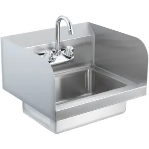 VEVOR Commercial Hand Sink with Faucet and Side Splash, TikTokShopBlackFriday, NSF Stainless Steel Sink for Washing, Small Hand Washing Sink, Wall Mount Hand Basin for Restaurant, Kitchen, Bar, Garage and Home, 17x12.8 inch