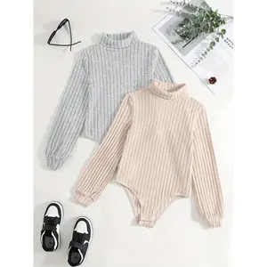 Women’s High-Neck Long-Sleeve Thermal Bodysuit Set, Autumn/Winter Warm Undershirt, Comfortable Stretchable Fabric, Casual Wear