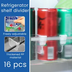 16 Counts Fridge Drawer Divider, Transparent Plastic Storage Organizer, Slide-Adjustable Partition Bins for Refrigerator