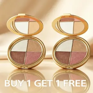 【Buy 1 Get 1 Free】4-in-1 Facial Beauty Palette - Highlighter,Blush, Eyeshadow,4 Brightening Shades, Ultra-Pigmented, Easily Blendable Formula, Glossy Flawless Lid, Natural Glow & Cheek Color, For On-The-Go Daily Use,Makeup Beginners Cosmetic Powder summer