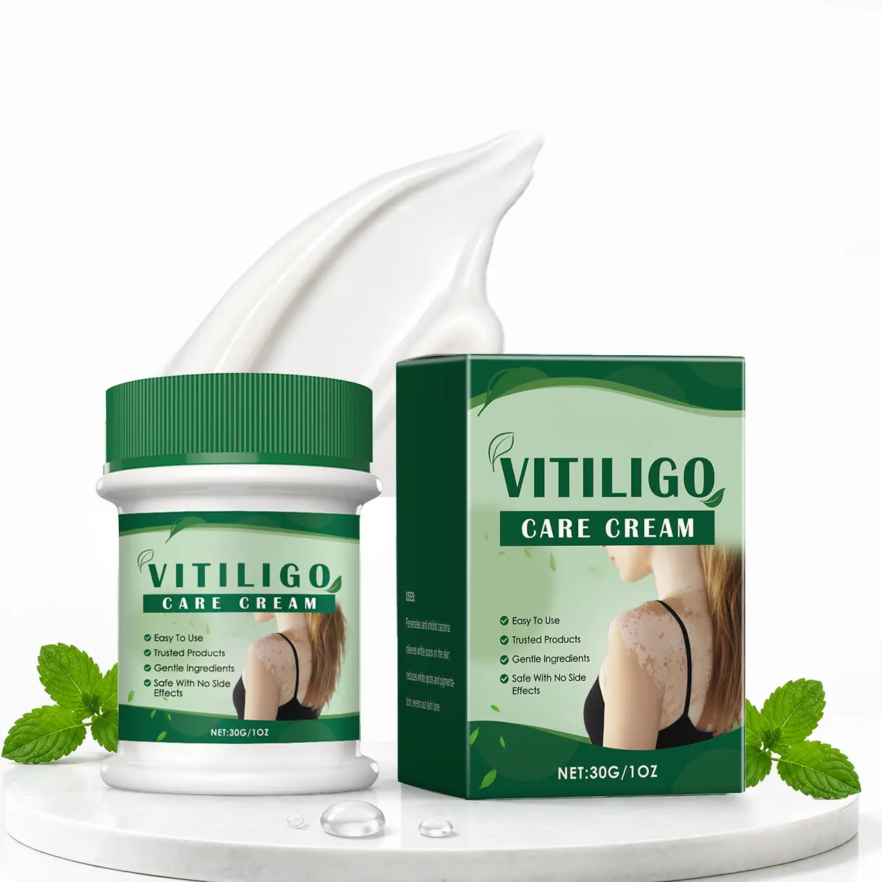 Vitiligo Treatment Cream - Moisturizing Skincare with Mint & Aloe for Pigment Care, Tone Evening, Silky Cooling Formula, All Skin Types Body Moisturizer (boosts moisture)