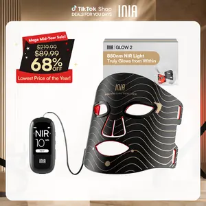 INIA GLOW 2 Red Light Therapy Mask , 4 Light Modes with 850nm NIR, 2600mAh Rechargeable LED Face Mask for Skincare at Home and Travel, Summer Beauty Gift Ideas