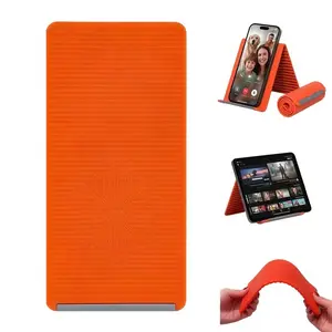 Creative Flexible Silicone Foldable Phone Stand, Multi-Functional Portable Desk Holder, Lazy Person Phone Stand for Phones Tablets Laptops, Desk Smartphone Holder