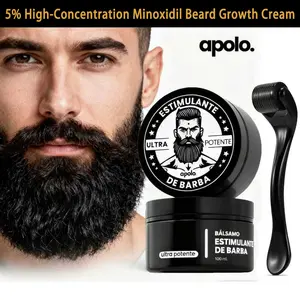 Apolo5% High-Concentration Minoxidil Beard Growth Cream Gift Set, 4X Intense Beard Stimulant for Alopecia Beard, Fast Follicle Activation, Fix Sparse Spots & Ensure Even Perfect Beard Growth