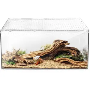Reptile Terrarium Tank,Versatile Enclosure for Leopard Crested Gecko,Lizard Cage,Spider Starter Kit,Hermit Crab Habitat,Tarantula , Aquarium for Snake,Frogs,Snails,,Small Pets
