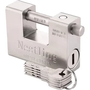 94mm Padlock with Key, High Security 5 Keys Heavy Duty 1.1 KG D-Shaped Solid Brass Outdoor Keyed Padlock - Protect Garage Door, Containers, Shed, Shutter, Gate and Warehouse