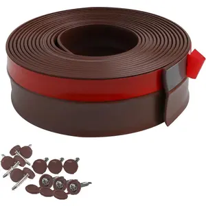40FT Brown Garage Door Weather Stripping Universal Adhesive Backed Side Top Seal Trim Rubber Seal Strip Replacement with Nails