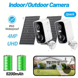 Solar Security Camera Wireless Outdoor/Indoor,  Battery Rechargeable Waterproof Continuous Power, Color Night Vision, SD Card/Cloud Storage