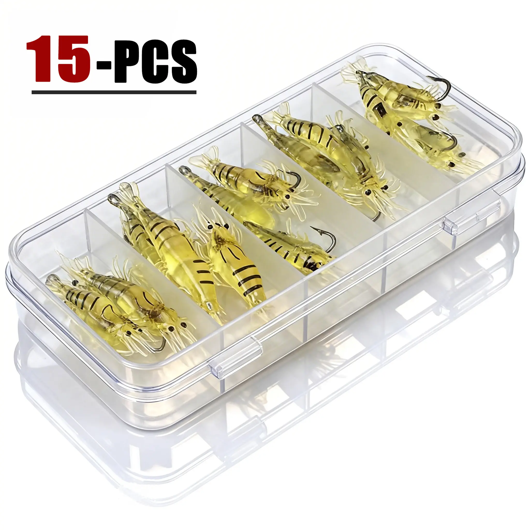 15/30-PCS Soft Plastic Fishing Lures, Grass Shrimp Shape Fishing Equipment - Realistic Swim Micro Bait for Freshwater/Saltwater, Easy Hookups tiktokshopspringglowup,summervibes summervibes, Fishing Accessories, Bass Lure
