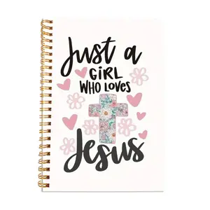 Just a Girl Who Loves Jesus Notebook, 1 Count Christian Inspirational Faith Themed Bible Verse Journaling Spiral Notebook, Christian Gift Office Supplies