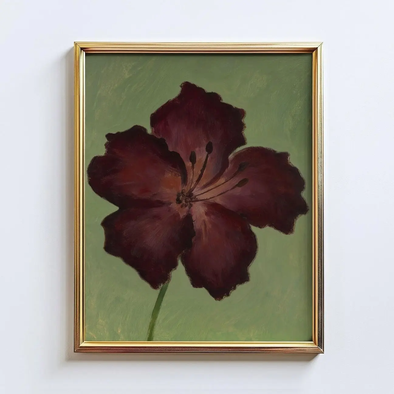 Dark Red Floral Poster Moody Botanical Wall Art Burgundy Flower Print Decor P