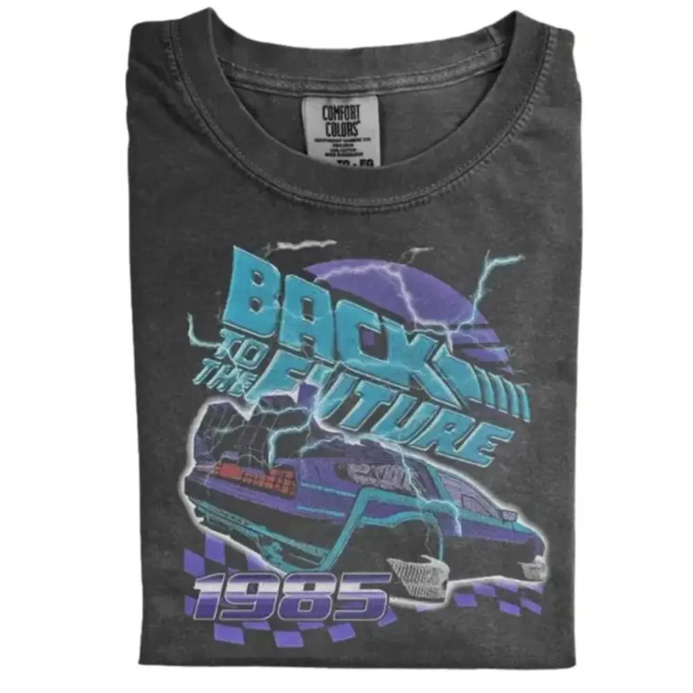 Vintage Back to the Future Shirt, 1985 Sci-Fi Tee, Retro 80s Movie Graphic T-Shirt, DeLorean Time Machine Top, Synthwave Aesthetic Gift, Cotton unisex T-shirt, Trendy Shirt