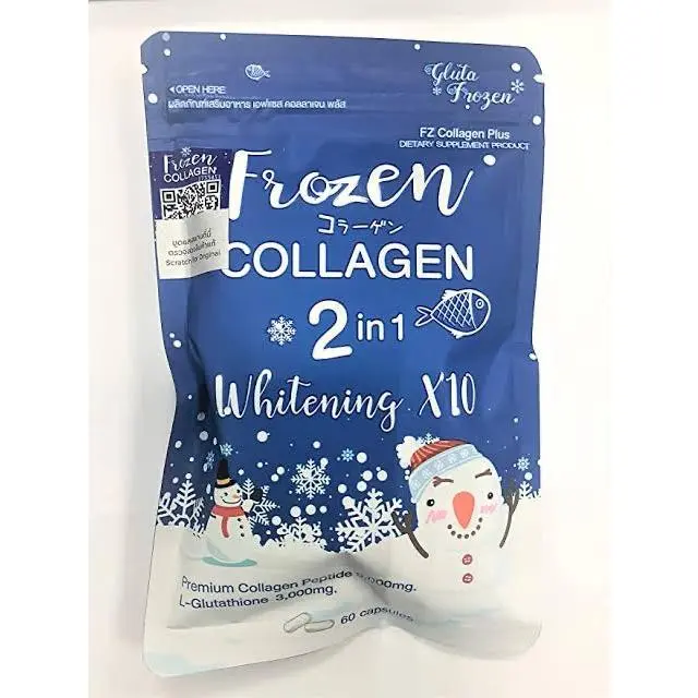 Frozen 2-in-1 Protein Beauty Collagen Capsules - 10x Glutathione, Collagen Glow Healthy Aging Supplement, Melasma Support & Nails & Hair Strength Boost, Sun Protection
