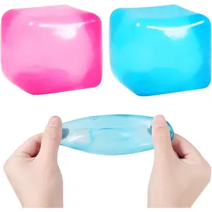 Glitter Squishy Cube, Nice Stress Cubes for Adults - Slow Rise Glitter Square Stress Balls , Malt Sugar Stress Balls, Sensory Fidget Toys Gel Ice Cube Squishys -Holiday and Birthday Gifts, Perfect Party Toy Gift, Easter Basket Gift