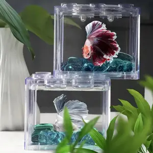 Mini small building block betta fish tank, transparent office desktop landscaping creative goldfish tank, internet-famous betta fish box, shrimp tanks