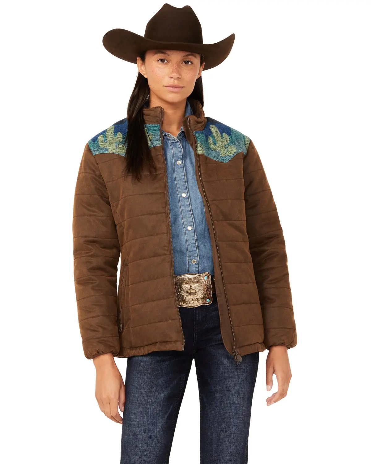 Outback Trading Co Women's Women'S Western Printed Yoke Puffer Aspen Jacket - 29819