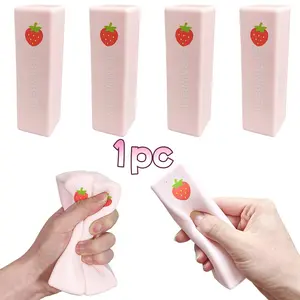 Strawberry Chocolate Bar Squeeze Toy, Soft Slow Bounce Stress Relief Toy, Realistic Food Shape Adult Squeeze Toy, Office Desk Accessory, Squishies, Stress Relief Fidget, Stress Relieving Accessory, Decompression Squeeze, Stress Relief Tools