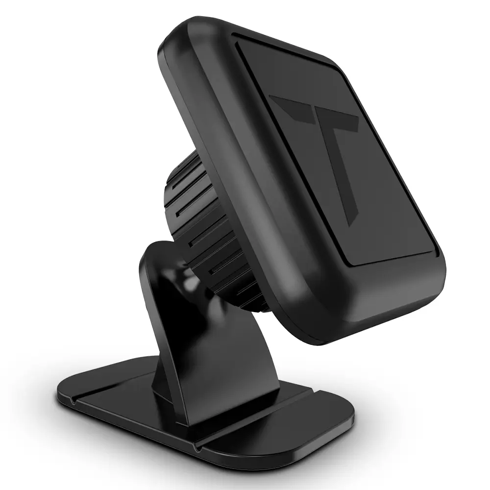 Trianium Magnetic Dash Car Mount Phone Holder Desk Stand Compatible with iPhone, Samsung, Huawei, Nokia, LG, Moto Smartphone, Stick-on Dashboard 3M-Adhesive Bendable Base and Metal Plate Included  Cellphone