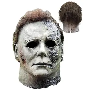 Bloody Michael Myers Mask Latex Halloween Costume for Adults 2025 Eye Clear Vision Natural Latex Deluxe Overhead Mask for Horror Parties Decoration