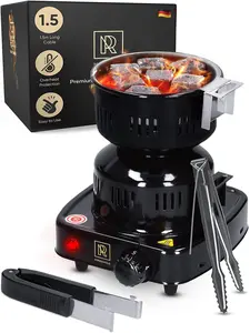 Multipurpose Electric Charcoal Starter Electric Charcoal Burner ETL Approved Electric Stove Coconut Charcoal Lighters with Tongs 450W Hot Plate Electric with 304 Stainless Steel Coiled Burner