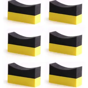 6Pcs Snowshoeing Tire Maintenance Contour Dressing Applicator Pads, Car Detailing Accessories for Gloss Shine, Color Polishing, Wax Application, Tire Shine Sponges