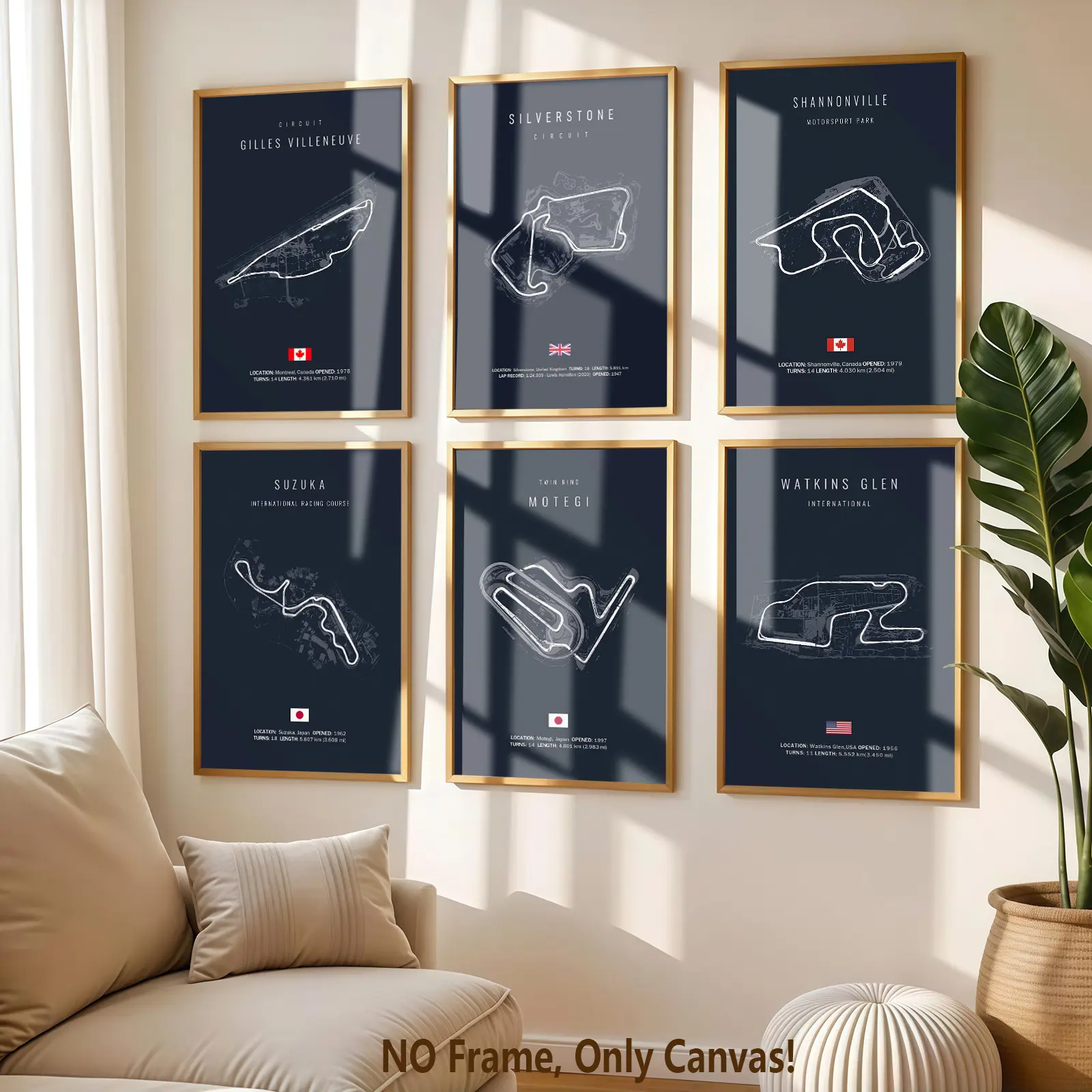 6 Count Unframed Canvas Posters, Classic Race Track Art Decor, Vintage Wall Art, Fashion Painting, Modern Art Living Room Decoration, Hallway and Bedroom