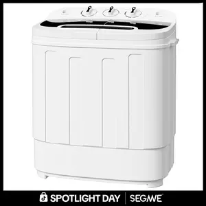Segawe Twin Tub Portable Mini Wringer Washer with Spin Dryer - Quiet Motor, Lightweight Corded Unit, Small Footprint, Standard Plug, Compact Apartment Home Appliance (13lbs/9.9lbs/9lbs Single Bucket),summervibes
