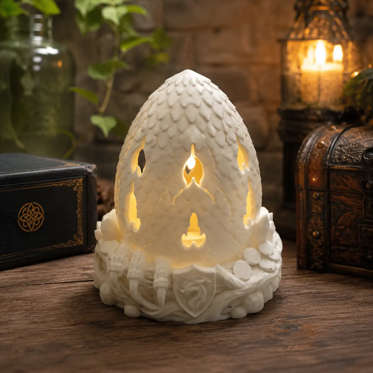 3D Printed Dragon Egg Fairy Lamp | Fantasy LED Tealight Lantern | Medieval Dragon Nest Decor | Dragon Lover Gift