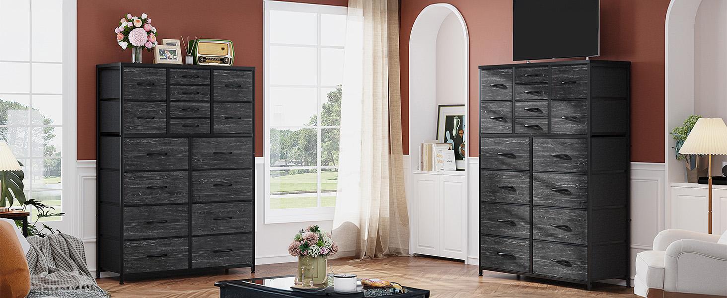 Raybee Furniture Tall Dresser for Bedroom with 16 Drawer, Fabric Bedroom Dressers & Chests of Drawers, Storage Dresser for Bedroom with Deep Drawers, Stylish Home Organizer for Closet, Entryway, Bedroom, Hallway