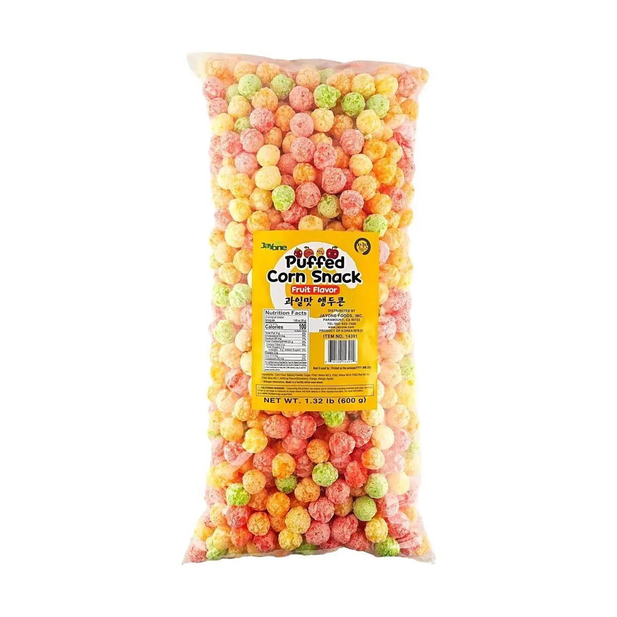 JAYONE Korean Puffed Corn Balls - Fruity Flavored Snack, 600g Bulk Pack, Crispy & Crunchy Sweet Corn Puffs JAYONE Korean Puffed Corn Balls - Fruity Flavored Snack, 600g Bulk Pack, Crispy & Crunchy Sweet Corn Puffs