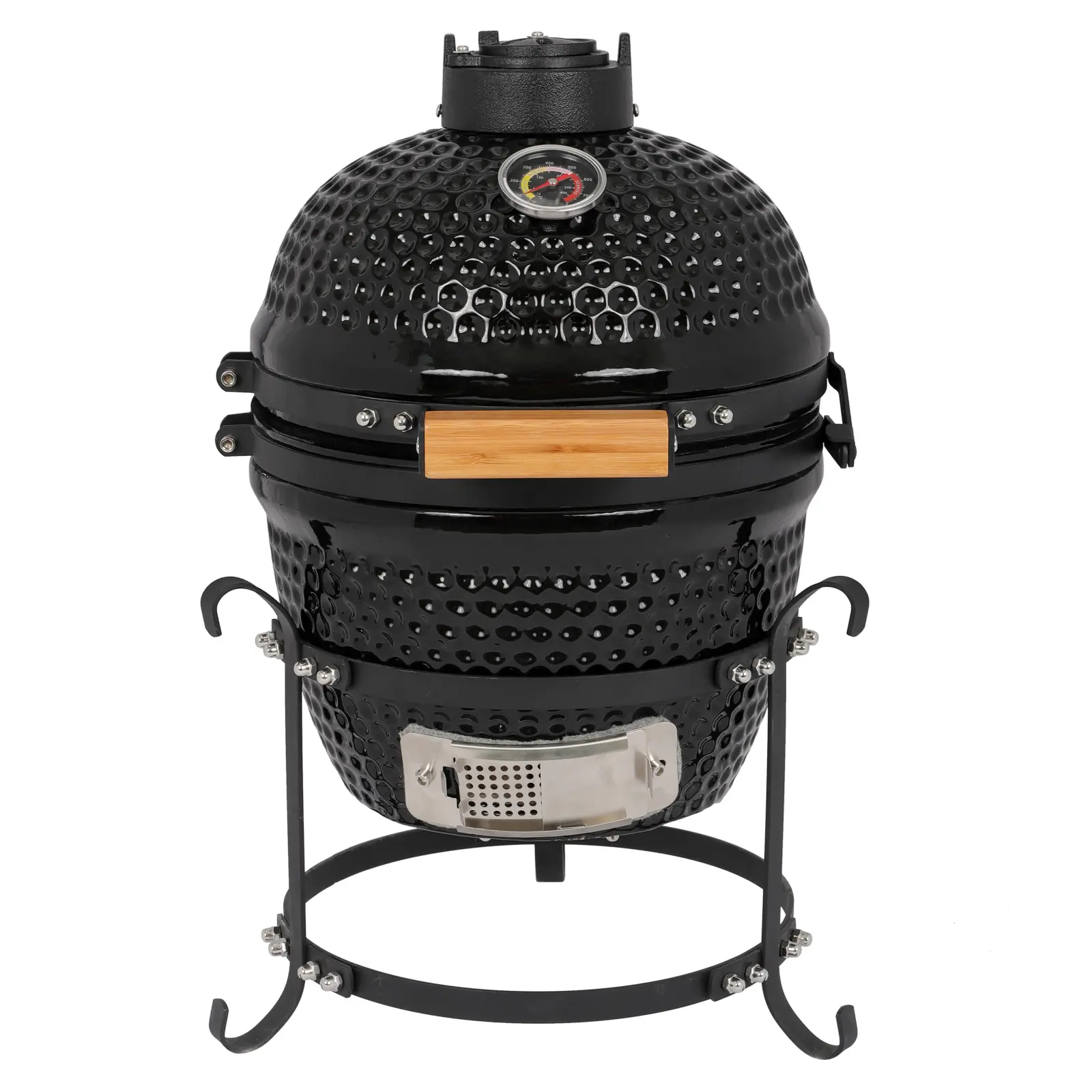 13 Inch Ceramic Kamado Charcoal Grill, Portable Egg BBQ Smoker with 50-800°F Heat Control, Heavy Duty Tabletop Grill for Grilling Smoking Baking Roasting, Black