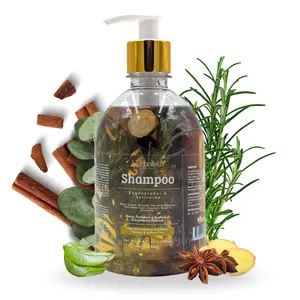 Viral Herbalista New Herbal Shampoo 500 ml (16.9 fl oz), With Real Rosemary, Cinnamon, Anise, Clove, Aloe, Ginger & Eucalyptus, Fortalece Regenera Acelera Crecimiento, 100% Natural Handcrafted Botanical Hair Wash