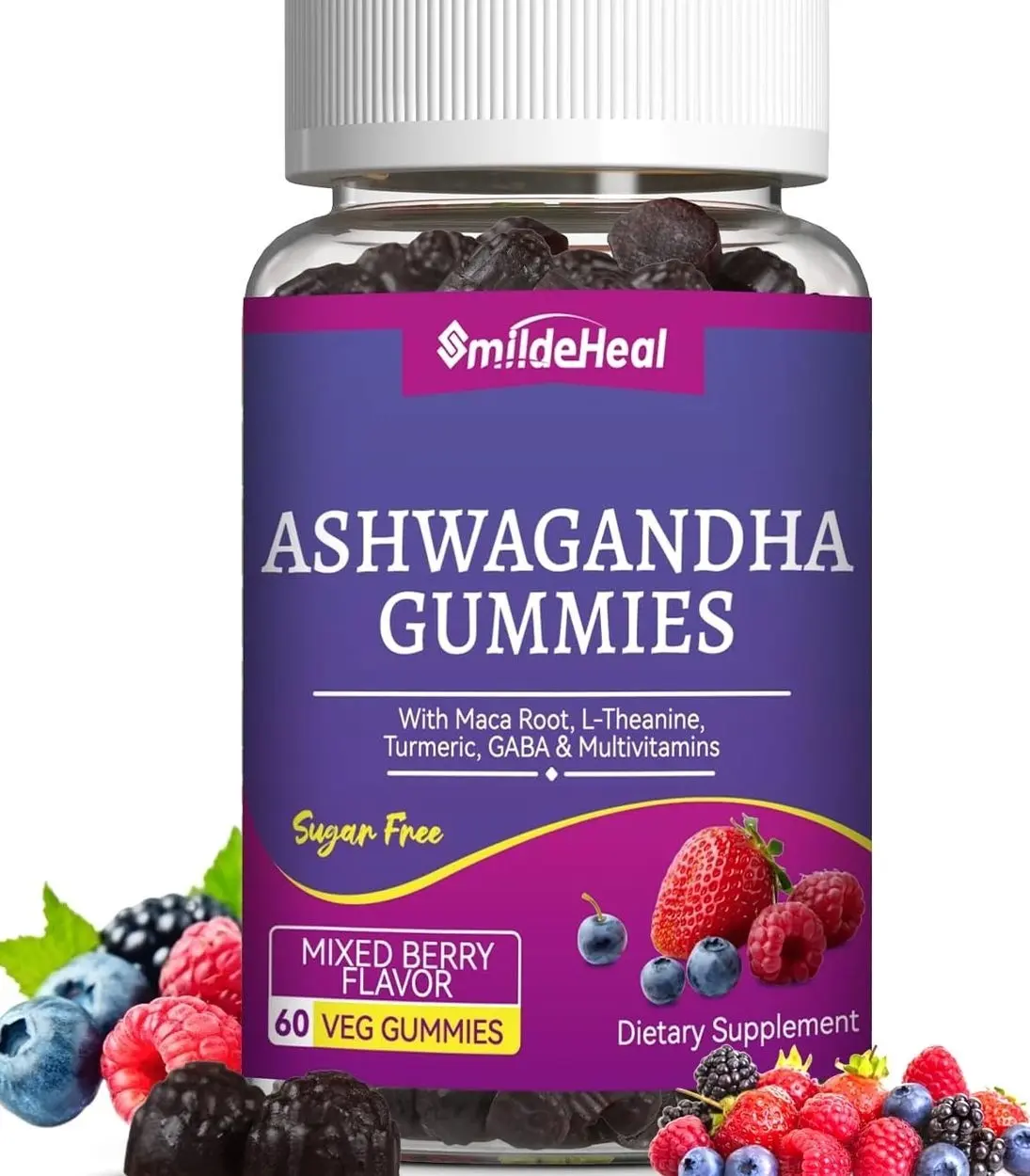 Ashwagandha Gummies 3000mg - Stress Relief, Immune Support & Increased Energy - Ashwagandha Supplements for Women & Men - Natural Mixed Berry Flavor (60 Count)