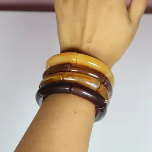 Resin Bamboo Elastic Bangle Set Versatile Beaded Bracelet in Various Colors for Comfortable Fit and Elegant Style Ideal for All Wrist Sizes