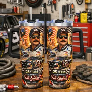 Dale Tumbler 20oz 40oz, Dale 25 years memories Tumblers, Travel Mug with Handle and Straw, Gift For Racing Fans Water Bottles Drinkware Flasks, 4th Of July Bottled
