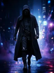Men’s Cyberpunk Techwear Hooded Cape Coat – Dark Ninja Streetwear Loose Cloak for Daily Wear, Cosplay, Costumes & Halloween