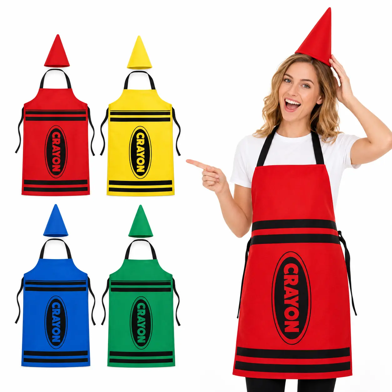4/8/12 Pack Halloween Teacher Group Crayon Costume with Gnome Cone Hats Rainbow Group  Costume for Party Cosplay Trick or Treat School Contest Office Event for Adults Women Men Teachers Family Friends Coworkers Team