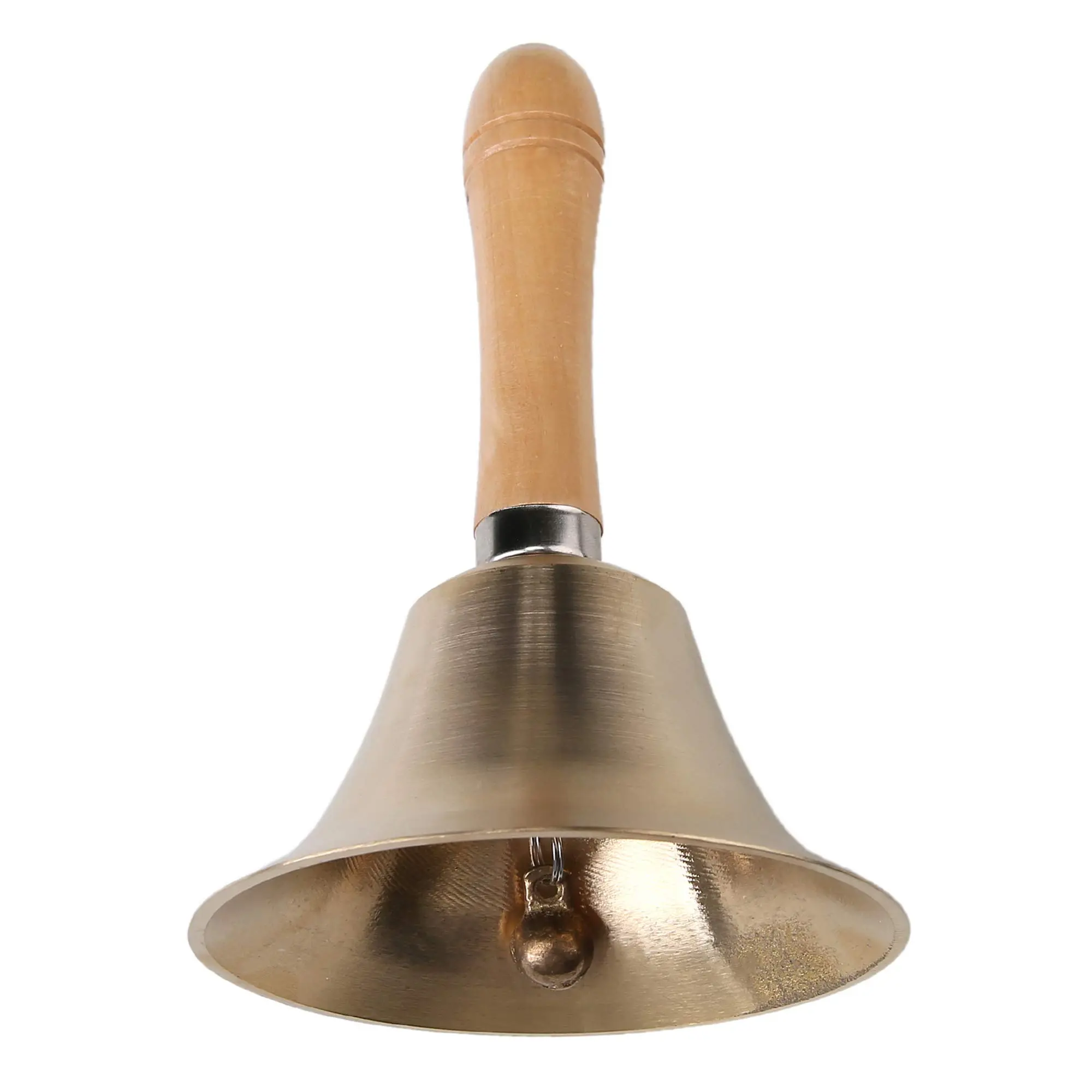 Solid Brass Hand Call Bell with Wooden Handle, Loud Clear Ringing Bell for Dinner, Service, Wedding, Prayer, Teacher, Meditation, Butler, Reception, Classroom