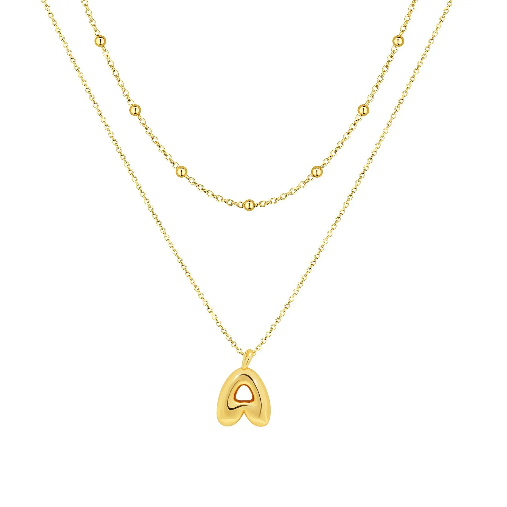 Tewiky Gold Plated Personalized Alphabet Initial Pendant Necklace for Women - Cubic Zirconia Decor, Long Chain, Casual Daily Wear Fashion Accessory, All-Match Costume Jewelry, Valentine's Day Gift with Jewelry Box