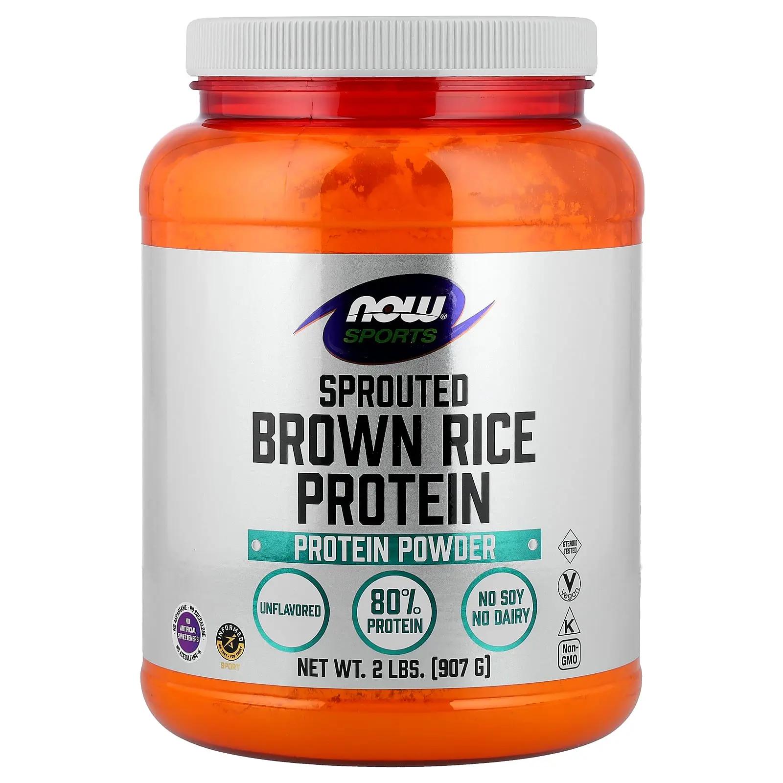 NOW Foods Sports, Sprouted Brown Rice Protein Powder, Unflavored, 2 lbs (907 g)