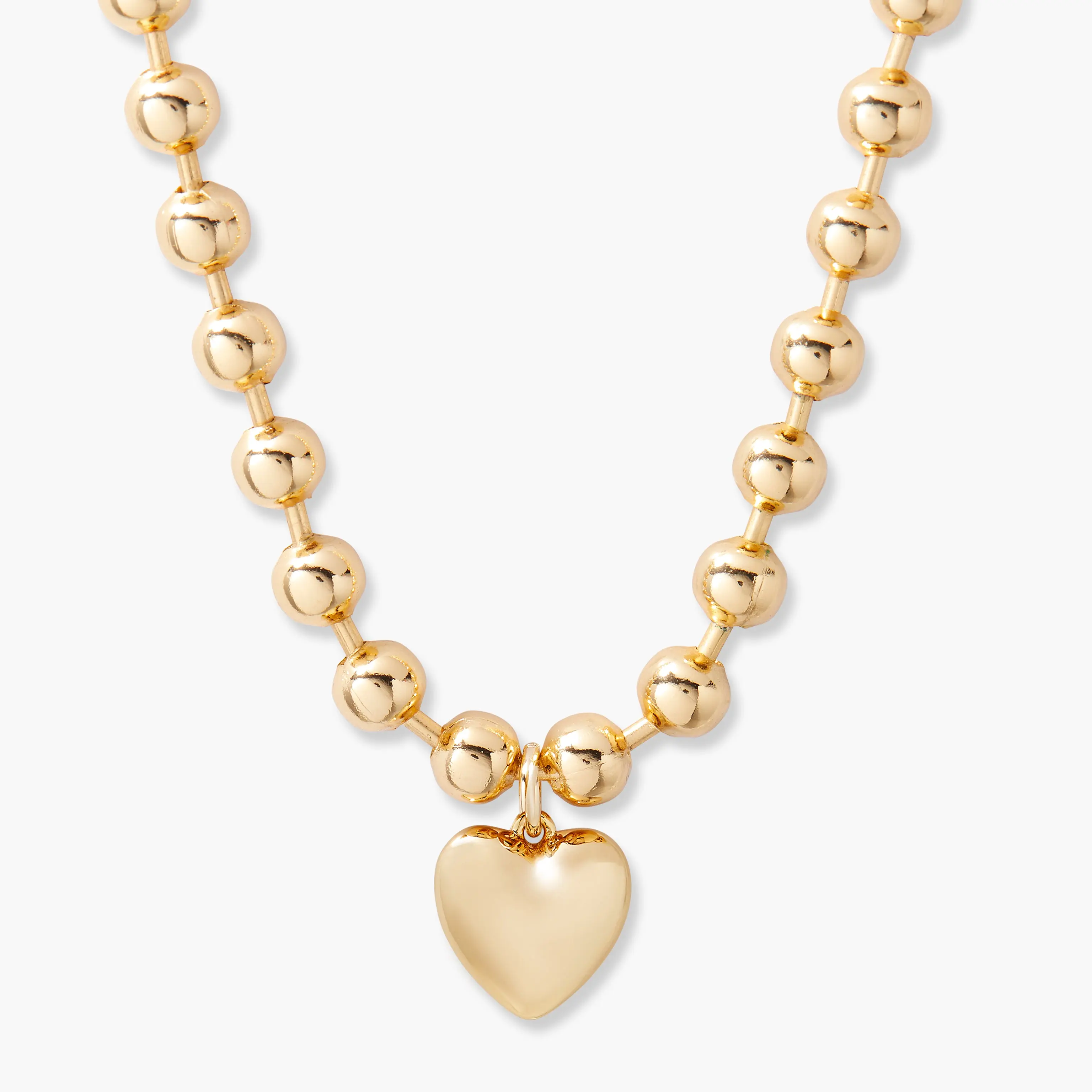 Ruby Puffy Heart Beaded Necklace in Gold Ruby Puffy Heart Beaded Necklace in Gold
