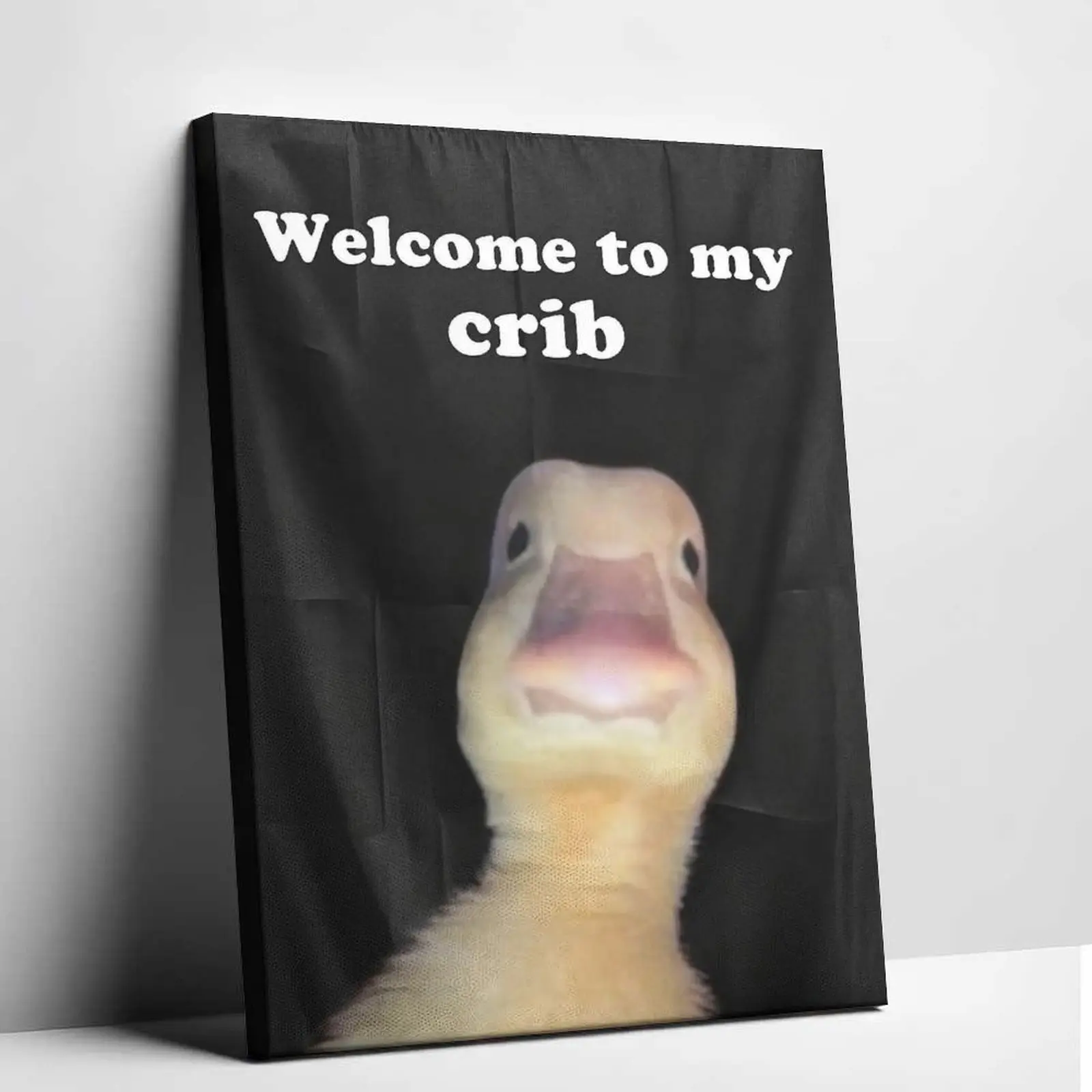 Funny Duck Meme Canvas Wall Art Welcome To My Crib Poster Prints Silly Animal Typography Artwork Living Room Bedroom Hallway Apartment Dorm Creative Home Decor Picture Banner