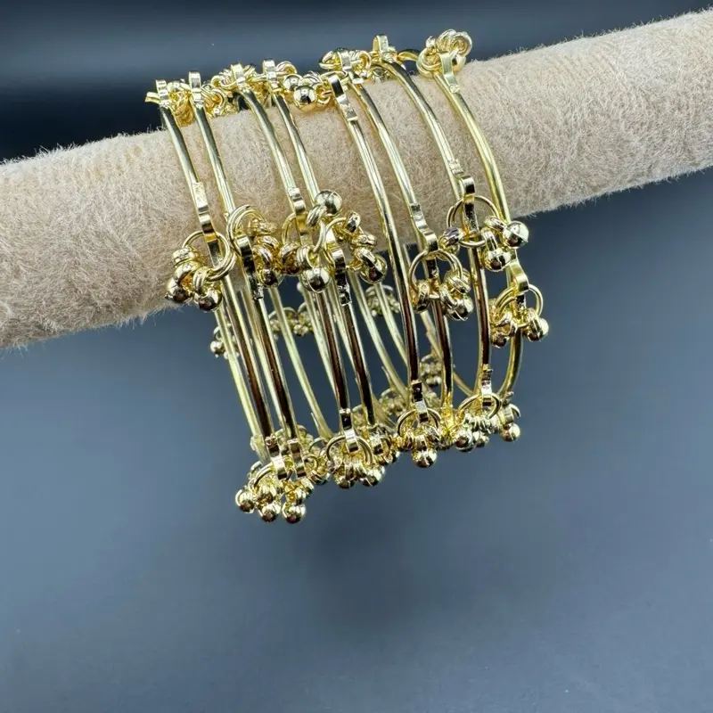 Kashmiri Ghunghru Bangles - Gold Tone 8 piece