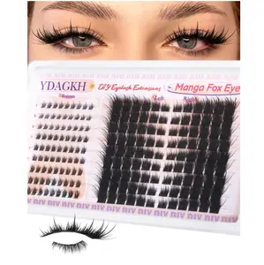 Spiky Lash Clusters Fox Eye Wispy Eyelash Extension Spikes Anime Cluster Eyelash Extensions Long 11-22mm Manga Individuals Lashes DIY Cat Eye Natural Lash Extension with Bottom Lashes 189Pcs