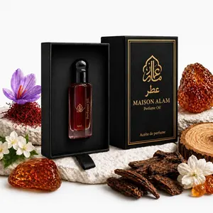 AJO Merchandise Intense Amber Roll-On Perfume Oil - Alcohol-Free, Long-Lasting Unisex Fragrance with Saffron, Jasmine, Amber, Woody Notes, Roll-On & Dab Stick, 6ml (0.20 oz)