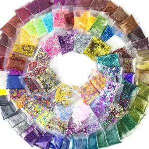 Assorted Glitter Pack - 90 Pieces, Fine, Neon, Shapes, Foil & More, Great For Resin, Arts & Crafts, DIY & School Supplies