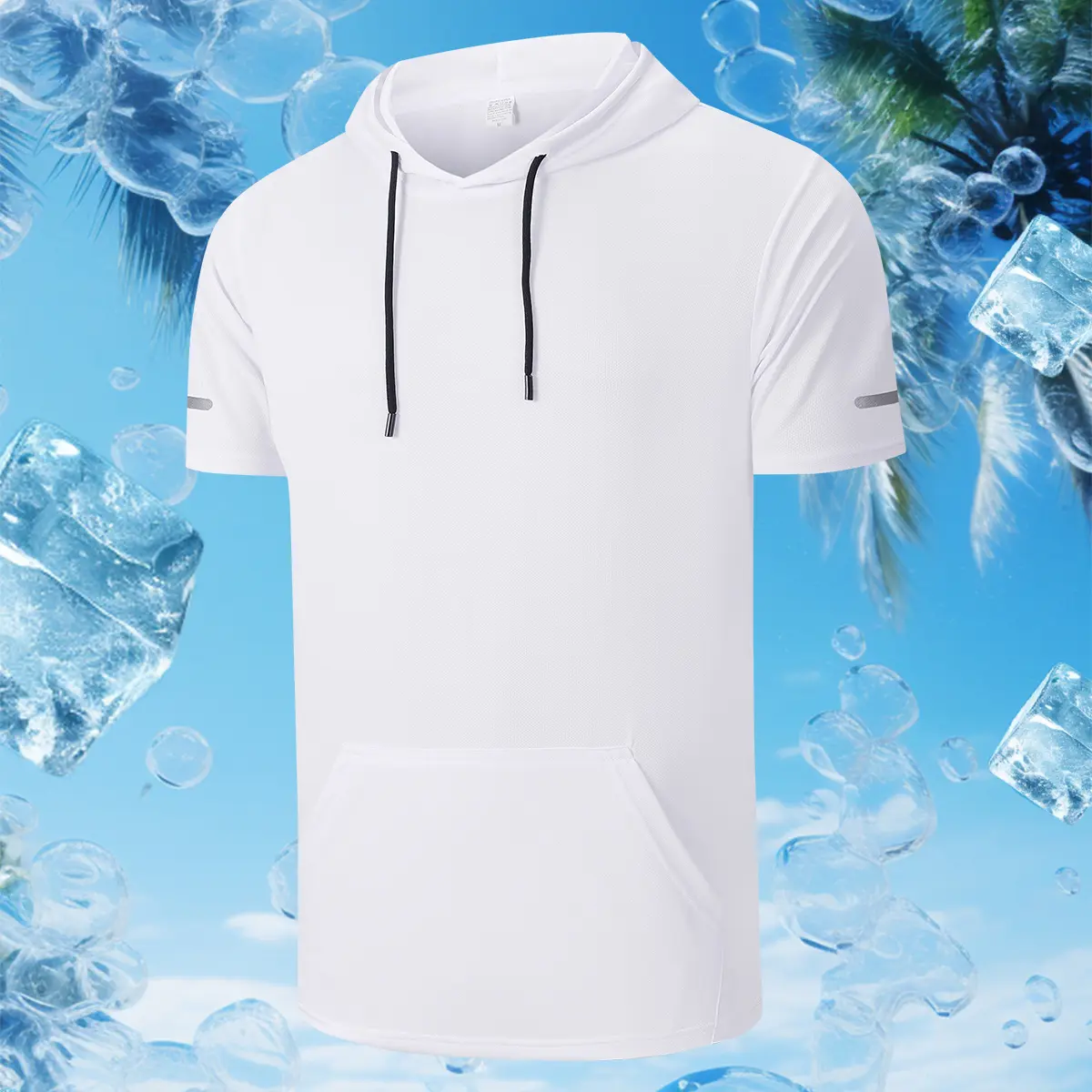 Men's sports hooded T-shirt with kangaroo pocket, breathable and quick-drying fabric, suitable for running and exercising, indoor fitness, etc,summerwins,father'sdaygifts