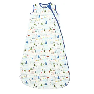 Bamboo Sleep Sack Winter Village 1.0 TOG Safe Breathable Ultra Soft Bamboo Fabric Double Zipper Tagless Neckline Sleeveless Roomy Eco Conscious Machine Washable