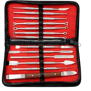 13- Stainless Steel Double-Ended Clay Carving and Sculpting Tool Set with Leather Case ()